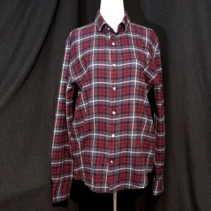 Tallwoods Bruno Milano Long Sleeve Button Up Plaid Flannel Top Size Small